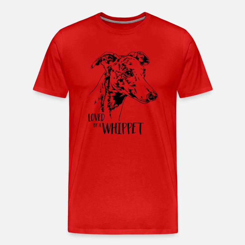 Loved by a Whippet Hundespruch Hunde Wilsigns - Männer Premium Bio T-Shirt - Rot