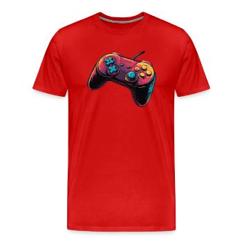 Gamepad, Gamepad, Logo des Konsolenspielers - Männer Premium Bio T-Shirt - Rot - Vorne - Damien (186cm)