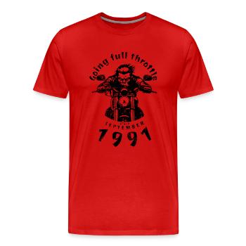 33. Geburtstag Going full throttle since 09/1991 - Männer Premium Bio T-Shirt - Rot - Vorne - Damien (186cm)