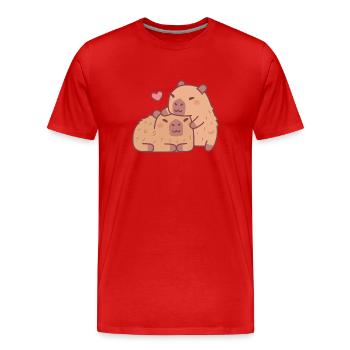 Cute Capybara Hugs Valentines Day - Men's Premium Organic T-Shirt - red - Front - Damien (186cm)