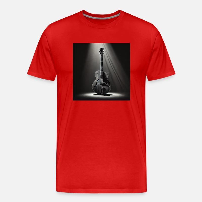 Schwarz-Weiß Gemälde einer E-Gitarre - Männer Premium Bio T-Shirt - Rot