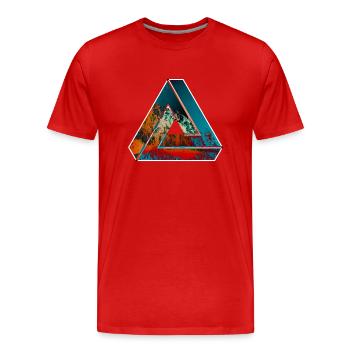 Penrose triangle illusion d'optique de couleur à motifs - T-shirt bio Premium Homme - rouge - Devant - Damien (186cm)