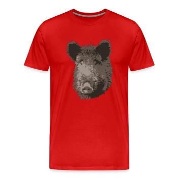 Wild Boar - Wildschwein - Keiler - Männer Premium Bio T-Shirt - Rot - Vorne - Damien (186cm)