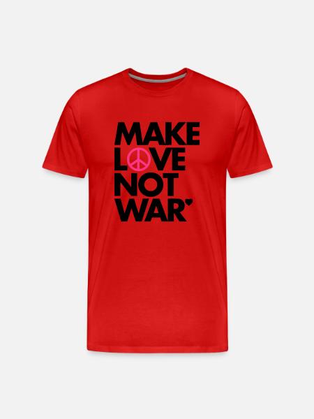 Make Love Not War - Männer Premium Bio T-Shirt - Rot