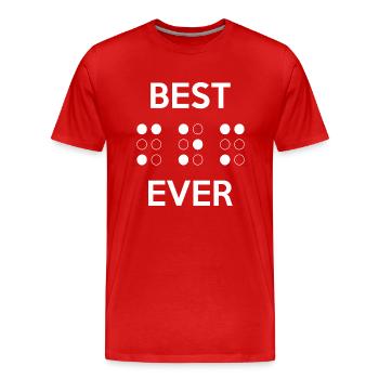 Braille Cadeau Original: Commander ici - T-shirt bio Premium Homme - rouge - Devant - Damien (186cm)
