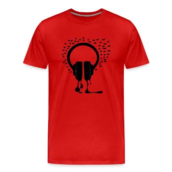 Casque et cadeau de coeurs d'amour - T-shirt bio Premium Homme - rouge - Devant - Damien (186cm)