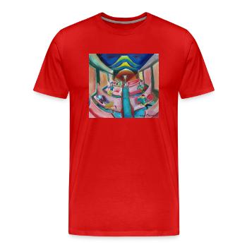train at night 3 - Men's Premium Organic T-Shirt - red - Front - Damien (186cm)