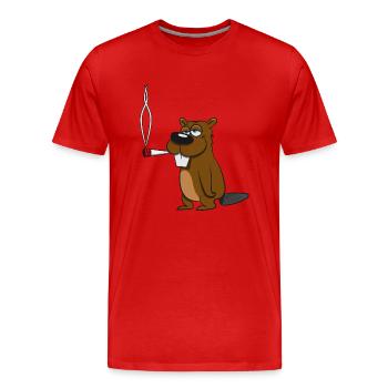 Beaver joint kiffen spirituel drogues médicaments barrage en bois eau - T-shirt bio Premium Homme - rouge - Devant - Damien (186cm)