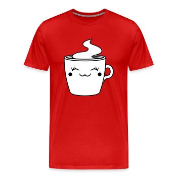 gesicht tasse suess niedlich weiblich heiss kaffee - Männer Premium Bio T-Shirt - Rot - Vorne - Damien (186cm)