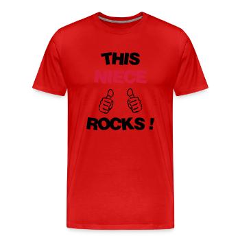 Nièce / Neveu / Oncle / Tante - T-shirt bio Premium Homme - rouge - Devant - Damien (186cm)