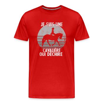 Je suis Une cavalière Qui déchire - T-shirt bio Premium Homme - rouge - Devant - Damien (186cm)