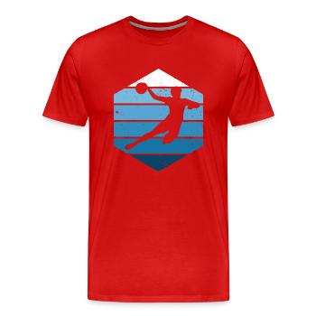 Handball Kinder Retro Handballspieler Herren Fraue - Männer Premium Bio T-Shirt - Rot - Vorne - Damien (186cm)