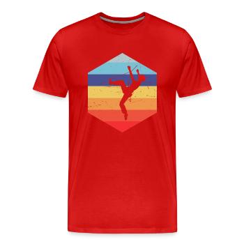 Bouldering Bouldering Escalade de bloc pour femmes - T-shirt bio Premium Homme - rouge - Devant - Damien (186cm)