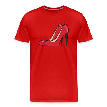 High Heels rot - Rotes Paar Pumps - Männer Premium Bio T-Shirt - Rot - Vorne - Damien (186cm)