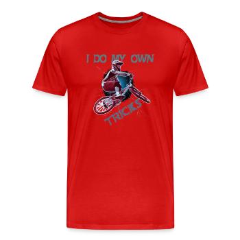 Cool BMX eigene BMX Tricks und Stunts - Männer Premium Bio T-Shirt - Rot - Vorne - Damien (186cm)
