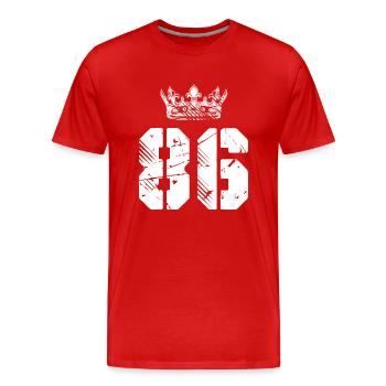 86 Number crown - Men's Premium Organic T-Shirt - red - Front - Damien (186cm)
