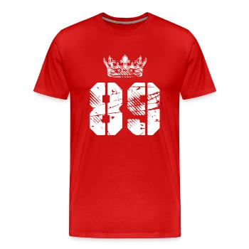 89 Number crown - Men's Premium Organic T-Shirt - red - Front - Damien (186cm)