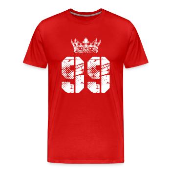 99 Couronne numérique - T-shirt bio Premium Homme - rouge - Devant - Damien (186cm)