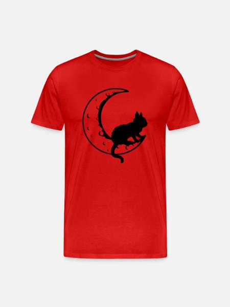 Black Cat Sickle Moon - Men's Premium Organic T-Shirt - red