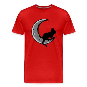 Faucille Lune Chat Noir - T-shirt bio Premium Homme - rouge - Devant - Damien (186cm)