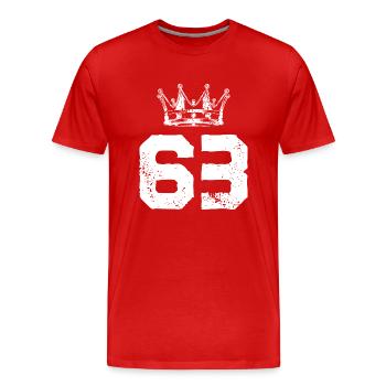 63 Zahl Krone - Männer Premium Bio T-Shirt - Rot - Vorne - Damien (186cm)