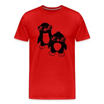 Crew Pinguine 2 Freunde - Männer Premium Bio T-Shirt - Rot - Vorne - Damien (186cm)