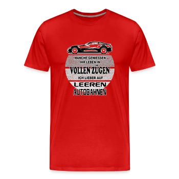 Sprüche Autofahrer Bundesbahn Autobahn - Männer Premium Bio T-Shirt - Rot - Vorne - Damien (186cm)
