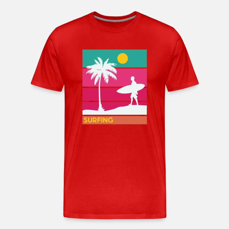 Surfing Surfboard Surfer Geschenksidee - Männer Premium Bio T-Shirt - Rot