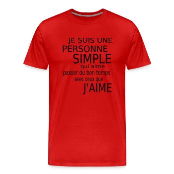 Message drôle / texte drôle / phrase drôle - T-shirt bio Premium Homme - rouge - Devant - Damien (186cm)