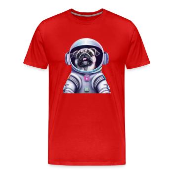 Mops Hund im Raumanzug Lustige Geschenkidee - Männer Premium Bio T-Shirt - Rot - Vorne - Damien (186cm)
