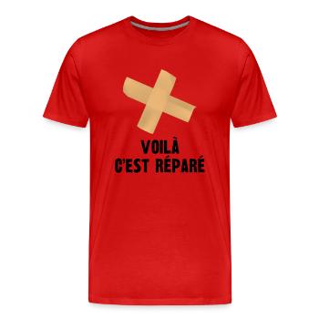 voilà c'est réparé - T-shirt bio Premium Homme - rouge - Devant - Damien (186cm)
