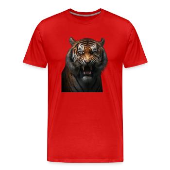 Starker Tiger mit einem wütenden Ausdruck wild - Männer Premium Bio T-Shirt - Rot - Vorne - Damien (186cm)
