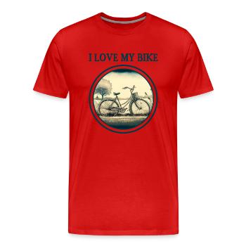 J’aime mon vélo - T-shirt bio Premium Homme - rouge - Devant - Damien (186cm)