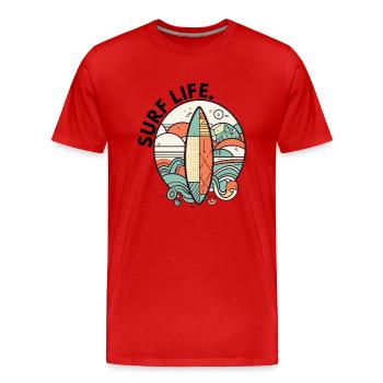 Surfen - Männer Premium Bio T-Shirt - Rot - Vorne - Damien (186cm)