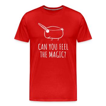 Can you feel the magic - Einhorn Meerschwein - Männer Premium Bio T-Shirt - Rot - Vorne - Damien (186cm)