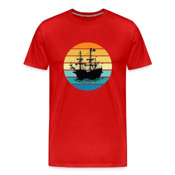 Bateau pirate - T-shirt bio Premium Homme - rouge - Devant - Damien (186cm)
