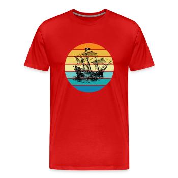 Bateau pirate - T-shirt bio Premium Homme - rouge - Devant - Damien (186cm)