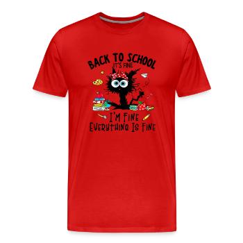 happy first day of school teacher back to school - Men's Premium Organic T-Shirt - red - Front - Damien (186cm)