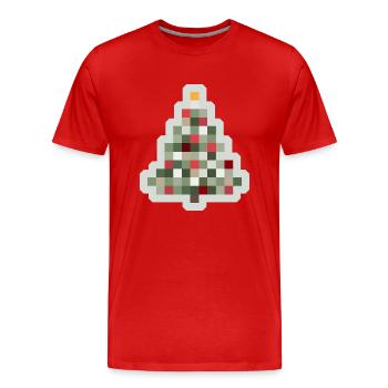 Arbre de Noël rétro 8 bits Noël - T-shirt bio Premium Homme - rouge - Devant - Damien (186cm)