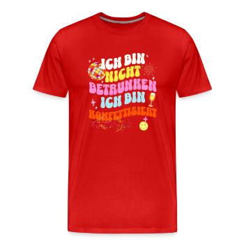 "Ich bin nicht betrunken, ich bin konfettisiert" - Männer Premium Bio T-Shirt - Rot - Vorne - Damien (186cm)