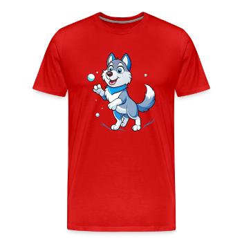 Confrontation de boules de neige : Délice de husky sibérien - T-shirt bio Premium Homme - rouge - Devant - Damien (186cm)