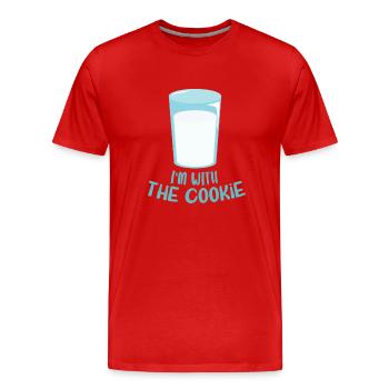 Verre de lait - Je suis avec le biscuit - T-shirt bio Premium Homme - rouge - Devant - Damien (186cm)