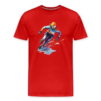 Eisschnelllauf: Eine rasante Fahrt auf dem Eis - Männer Premium Bio T-Shirt - Rot - Vorne - Damien (186cm)