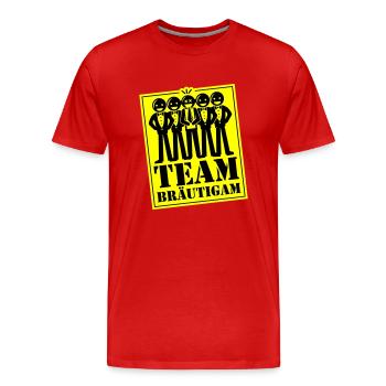 Mariage Marié Enterrement de vie de jeune fille - T-shirt bio Premium Homme - rouge - Devant - Damien (186cm)