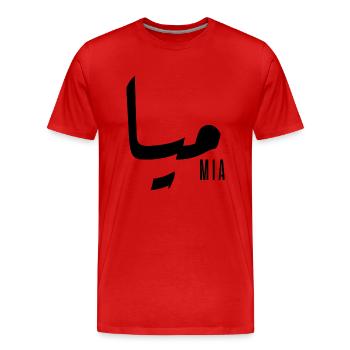 Mia name in Arabic - Men's Premium Organic T-Shirt - red - Front - Damien (186cm)