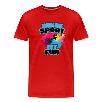 Hundesport ist fun rainbow blue - Männer Premium Bio T-Shirt - Rot - Vorne - Damien (186cm)