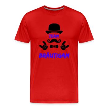 Team Groom - Men's Premium Organic T-Shirt - red - Front - Damien (186cm)