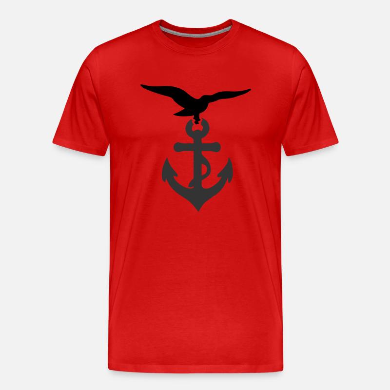 Anker Möwe - Männer Premium Bio T-Shirt - Rot