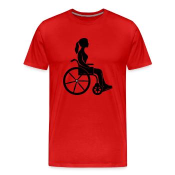 Wheelchair Woman - Men's Premium Organic T-Shirt - red - Front - Damien (186cm)