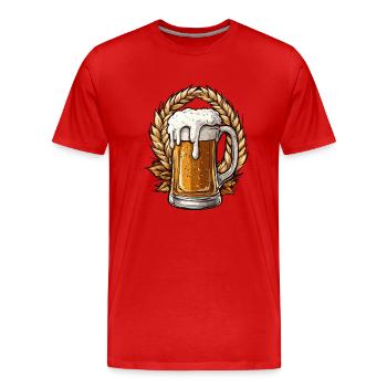 Beer Beer Mug Hops - Men's Premium Organic T-Shirt - red - Front - Damien (186cm)